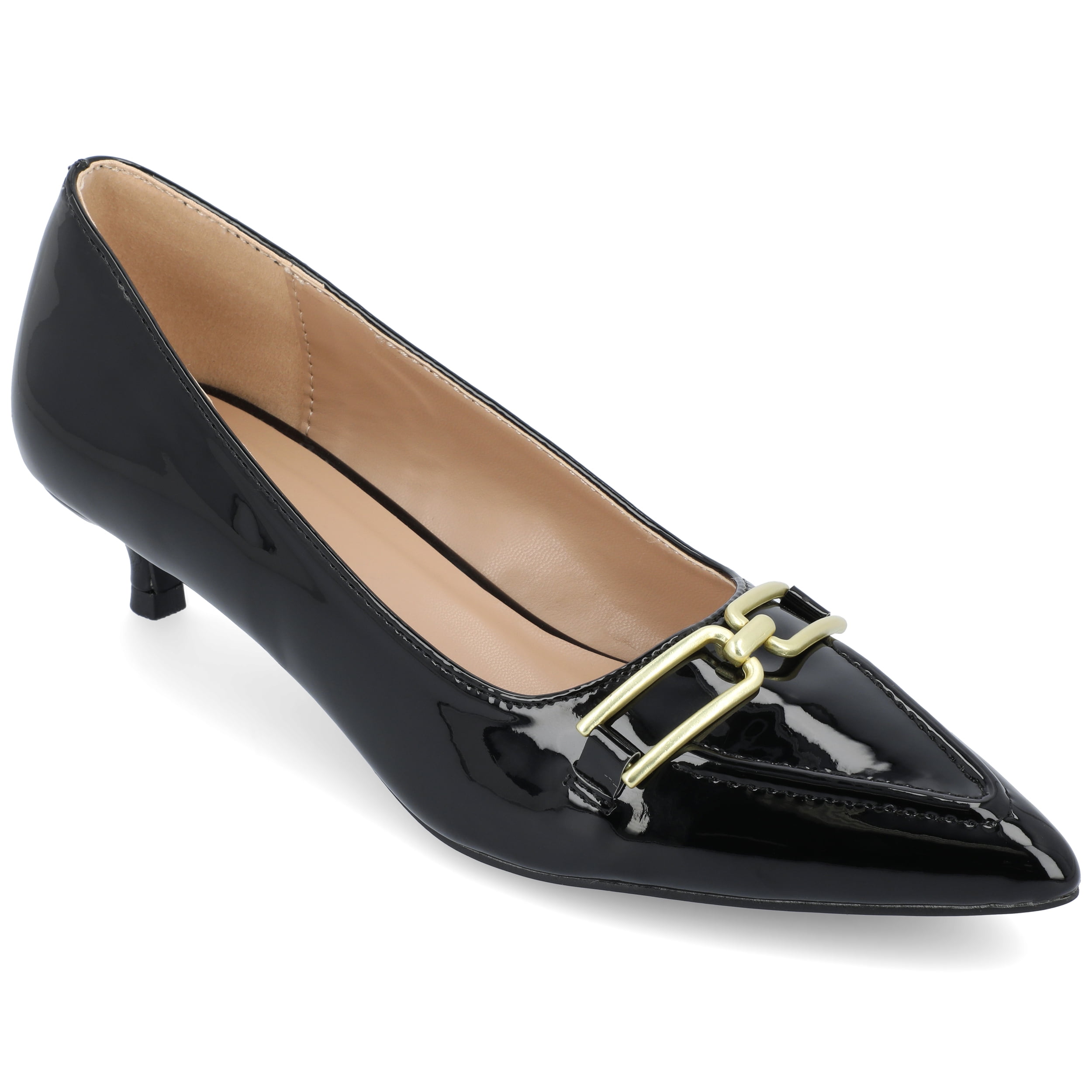 Journee Womens Rumi Kitten Heel Loafer Pointed Toe Pumps, Widths Available