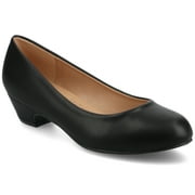 Journee Womens Saar Comfort Insole Round Toe Block Heel Pumps