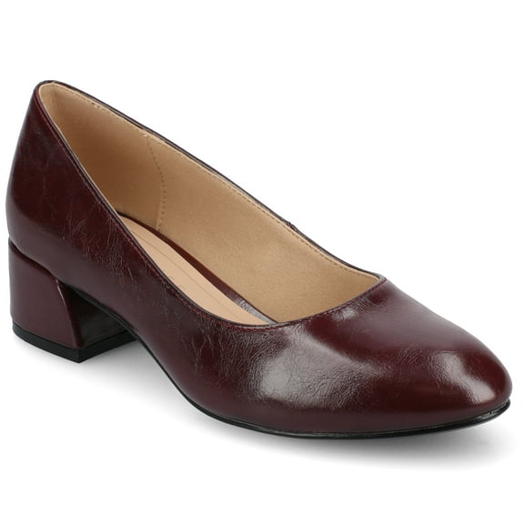 Journee Womens Saarii Slip On Block Heel Round Toe Pumps, Widths Available