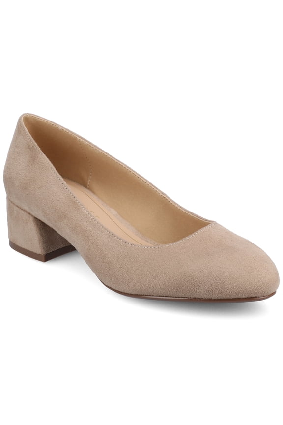 Womens Saarii Slip On Block Heel Round Toe Pumps, Widths Available