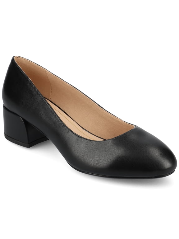 Womens Saarii Wide Width Slip On Block Heel Round Toe Pumps
