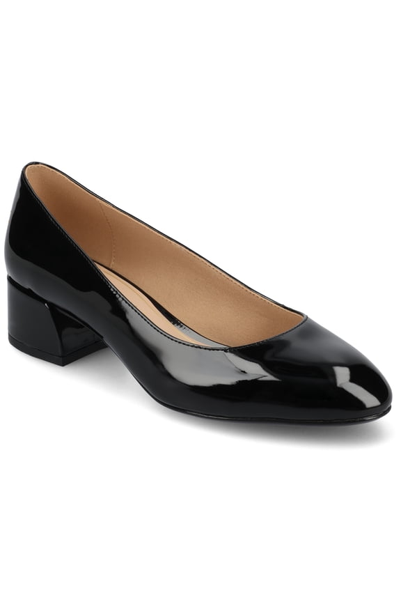 Womens Saarii Wide Width Slip On Block Heel Round Toe Pumps