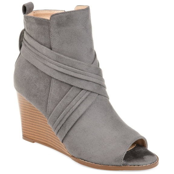 Journee Womens Sabeena Inside Zip Open Toe Wedge Booties