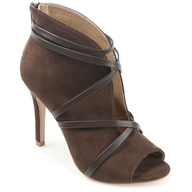 Journee Womens Samara Back Heel Zip Peep Toe Stiletto Booties, Widths Available
