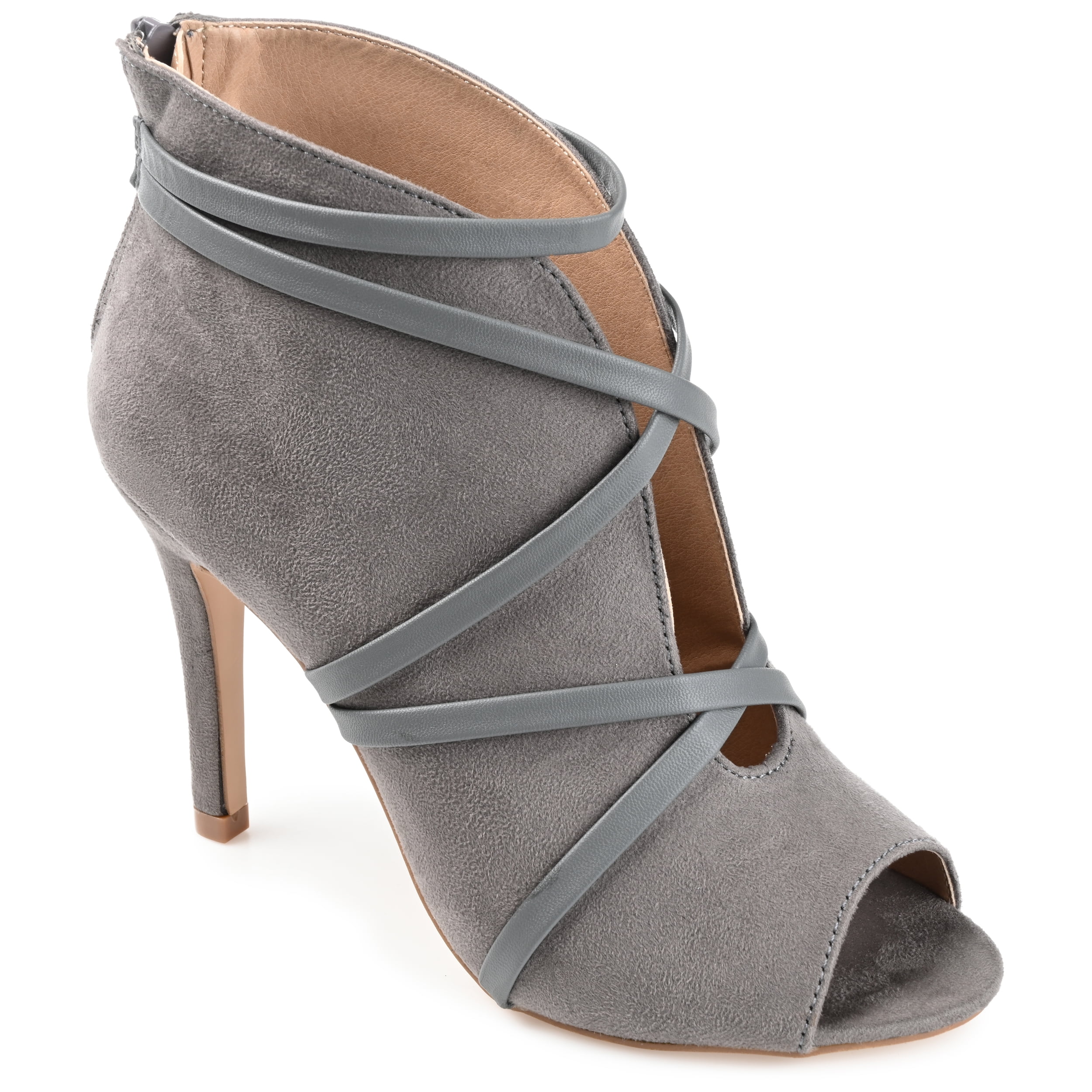 Embroidered Peep Toe Back Lace Up Stiletto Mule Booties