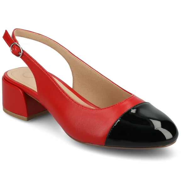 Journee Womens Sammie Sling Back Cap Toe Block Heel Pumps, Widths Available