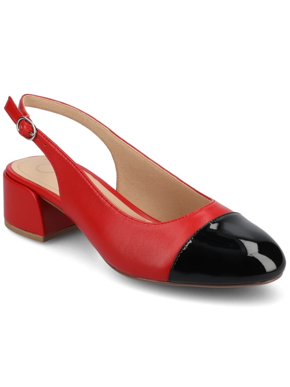 Womens Sammie Sling Back Cap Toe Block Heel Pumps, Widths Available