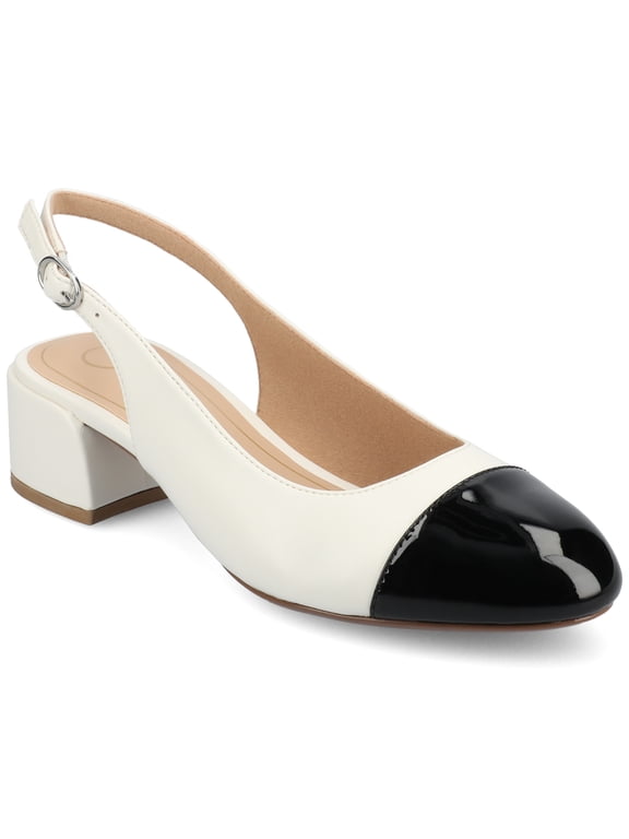 Womens Sammie Sling Back Cap Toe Block Heel Pumps, Widths Available