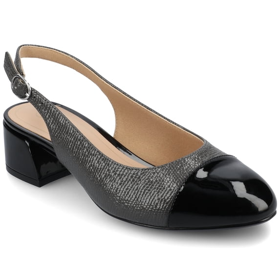 Journee Womens Sammie Sling Back Cap Toe Block Heel Pumps, Widths Available