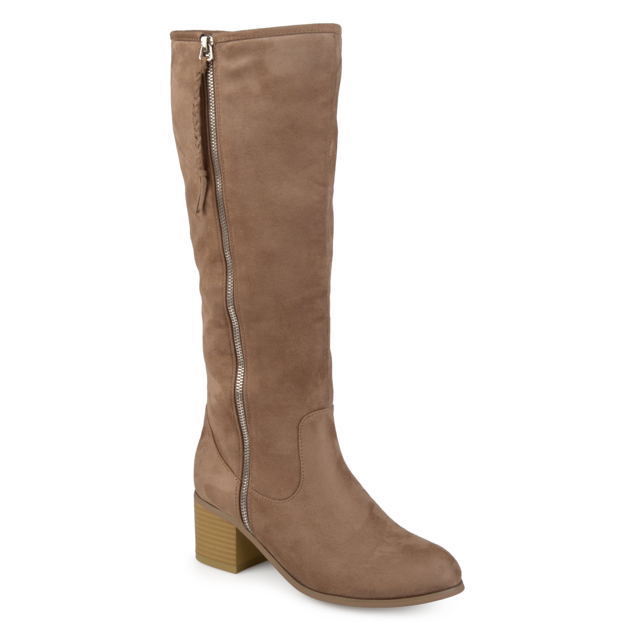 Journee Womens Sanora Wide Calf Stacked Heel Riding Boots