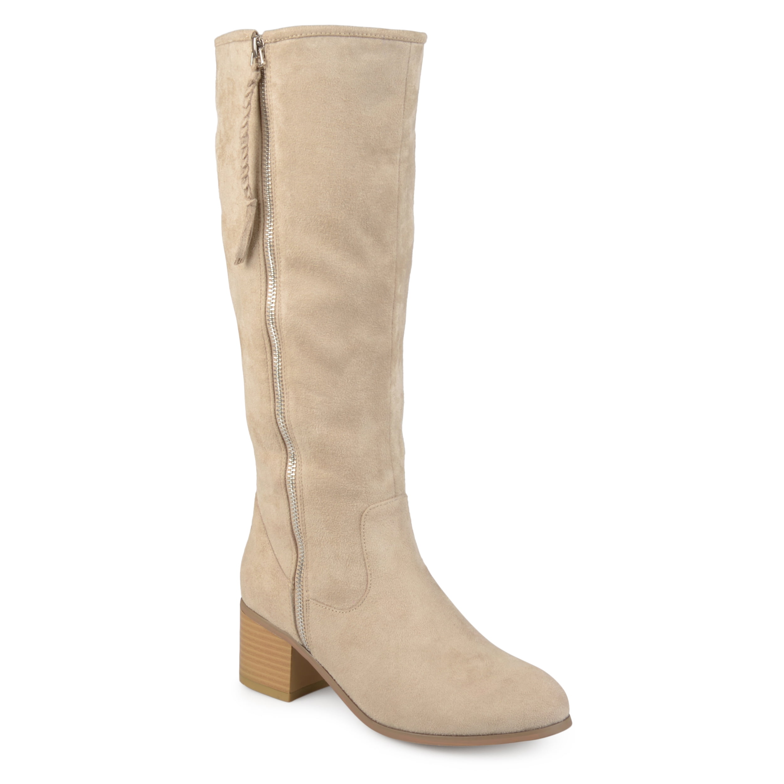 Journee Womens Sanora Wide Calf Stacked Heel Riding Boots