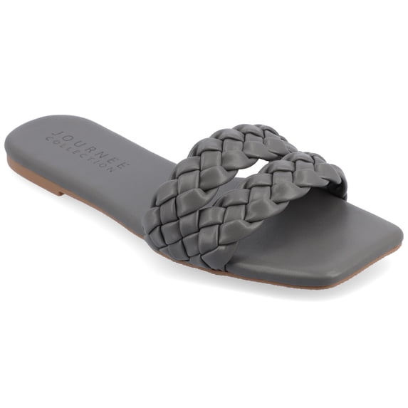 Journee Womens Sawyerr Dual Braided Band Flat Sandals, Widths Available