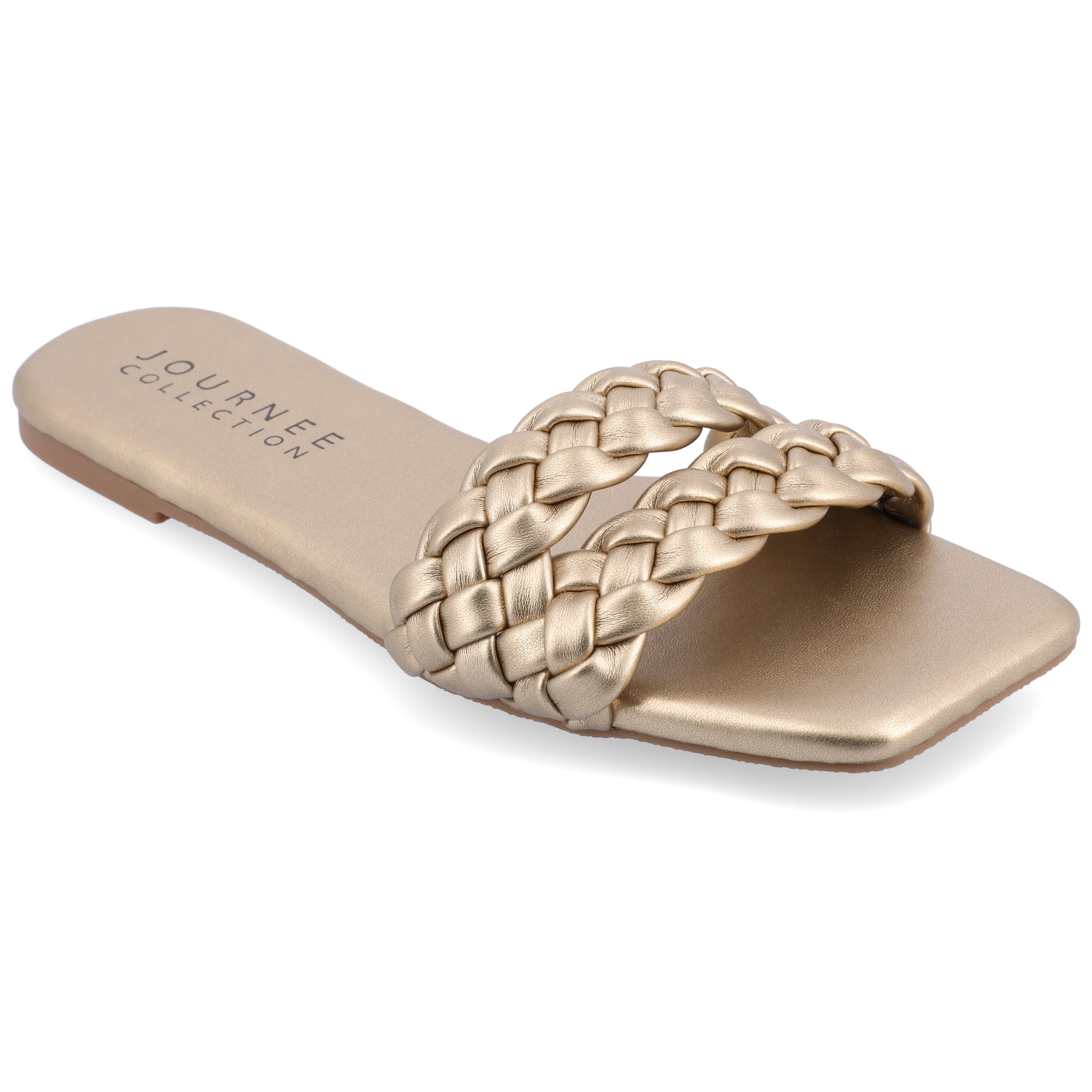 Journee Womens Sawyerr Dual Braided Band Flat Sandals, Widths Available