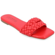 Journee Womens Sawyerr Dual Braided Band Flat Sandals, Widths Available