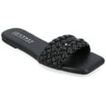 thumbnail image 1 of Journee Womens Sawyerr Dual Braided Band Flat Sandals, Widths Available, 1 of 9