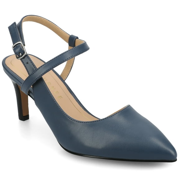 Journee Womens Scipio Crossover Ankle Strap Pointed Toe Pumps, Widths Available