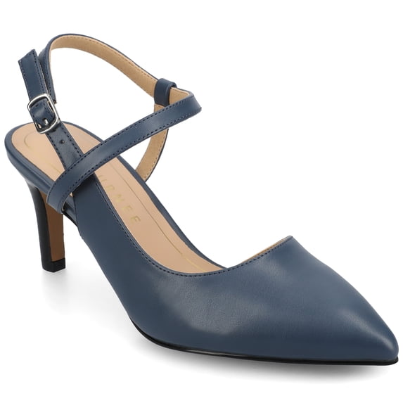 Journee Womens Scipio Crossover Ankle Strap Pointed Toe Pumps, Widths Available
