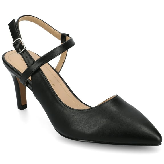 Journee Womens Scipio Crossover Ankle Strap Pointed Toe Pumps, Widths Available
