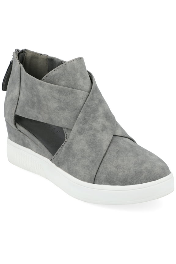 Womens Seena Round Toe Back Heel Zip Wedge Sneakers