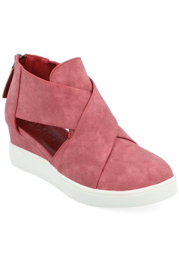 Womens Seena Round Toe Back Heel Zip Wedge Sneakers