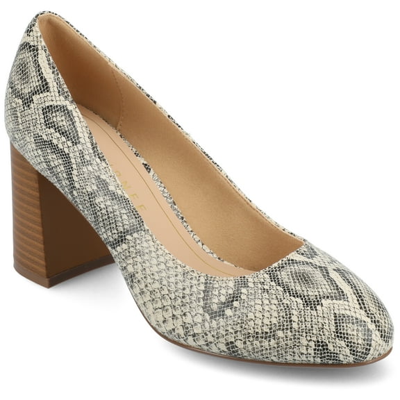 Journee Womens Seraphina Covered Block Heel Round Toe Pumps