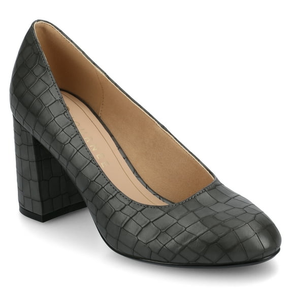 Journee Womens Seraphina Covered Block Heel Round Toe Pumps