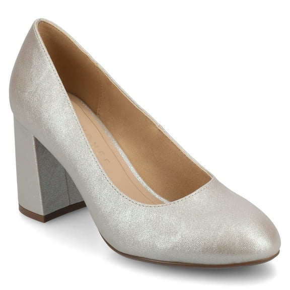 Journee Womens Seraphina Covered Block Heel Round Toe Pumps