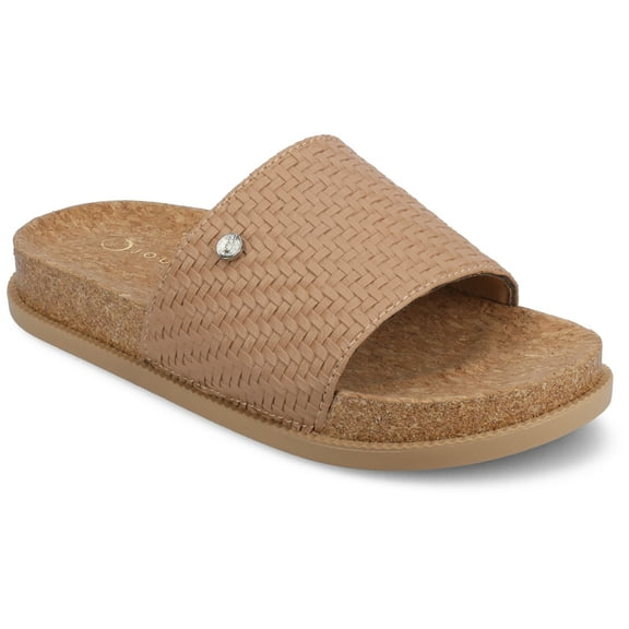 Journee Womens Sheena Single Band Slip On Beach Sandals