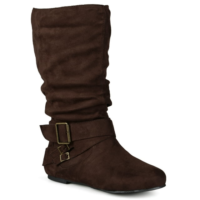 Journee Womens Shelley-6 Wide Calf Round Toe Mid Calf Boots