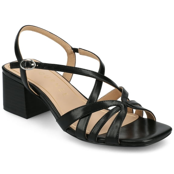 Journee Womens Shyla Multi Strap Block Heel Dress Sandals
