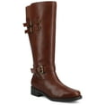 thumbnail image 1 of Journee Womens Sonny Buckle Detail Knee High Round Toe Inside Zipper Comfort Casual Boots, 1 of 10