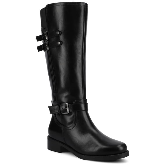 Journee Womens Sonny Buckle Detail Knee High Round Toe Inside Zipper Comfort Casual Boots