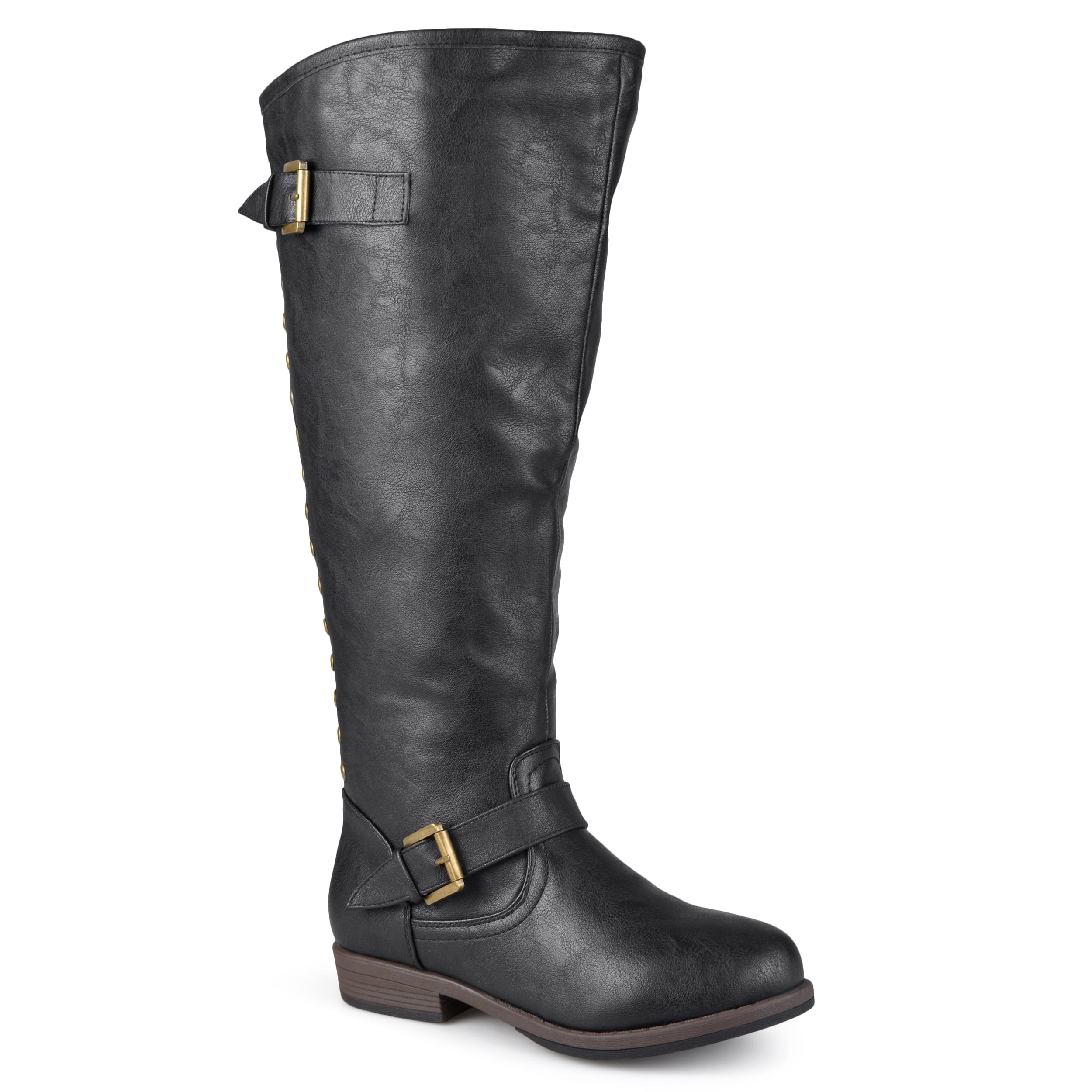 Journee Womens Spokane Extra Wide Calf Stacked Heel Riding Boots