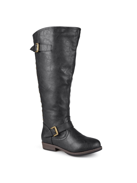 Womens Spokane Wide Calf Stacked Heel Riding Boots