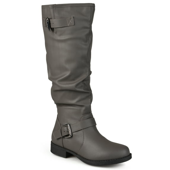 Journee Womens Stormy Wide Calf Stacked Heel Riding Boots