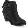 thumbnail image 1 of Journee Womens Strap Inside Zip Stacked Heel Booties, Widths Available, 1 of 10