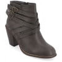 Journee Womens Strap Inside Zip Stacked Heel Booties, Widths Available
