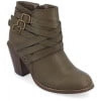 Journee Womens Strap Inside Zip Stacked Heel Booties, Widths Available