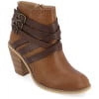 Journee Womens Strap Inside Zip Stacked Heel Booties, Widths Available