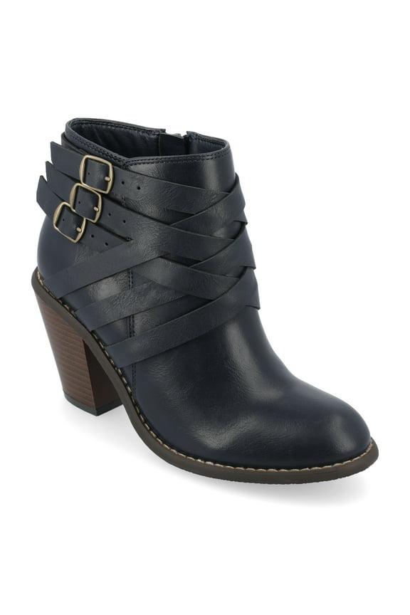 Womens Strap Inside Zip Stacked Heel Booties, Widths Available
