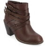 Journee Womens Strap Inside Zip Stacked Heel Booties, Widths Available