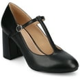 thumbnail image 1 of Journee Womens Talani T-strap Stacked Heel Almond Toe Comfort Dress Pumps, 1 of 9