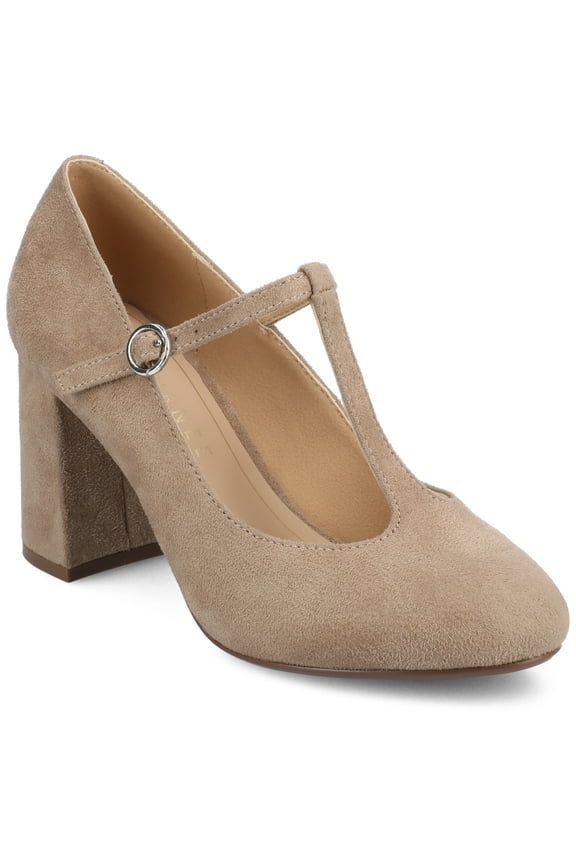 Womens Talani T-strap Stacked Heel Almond Toe Comfort Dress Pumps