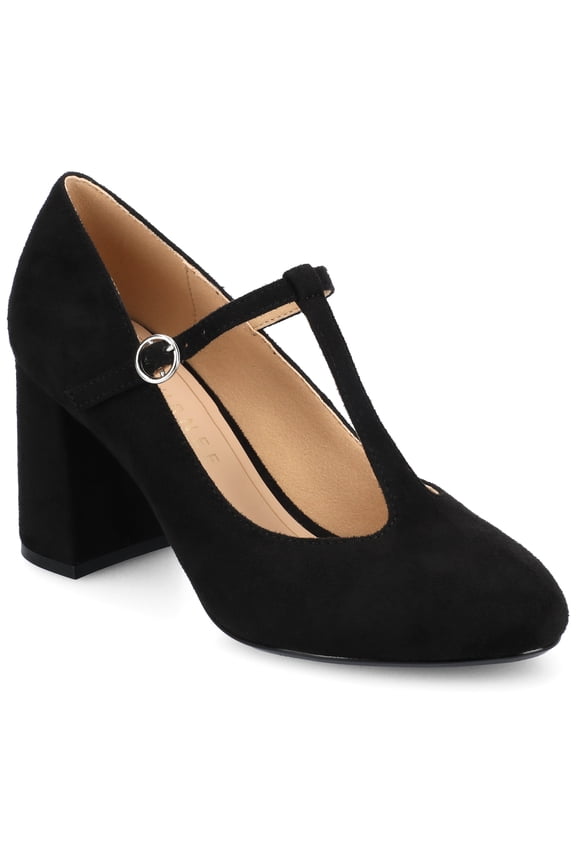 Womens Talani T-strap Stacked Heel Almond Toe Comfort Dress Pumps