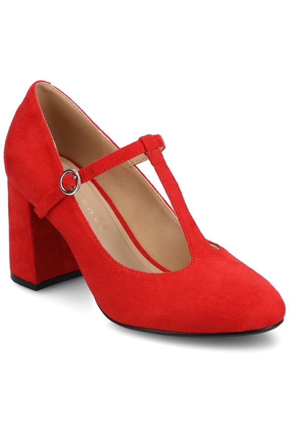 Womens Talani T-strap Stacked Heel Almond Toe Comfort Dress Pumps