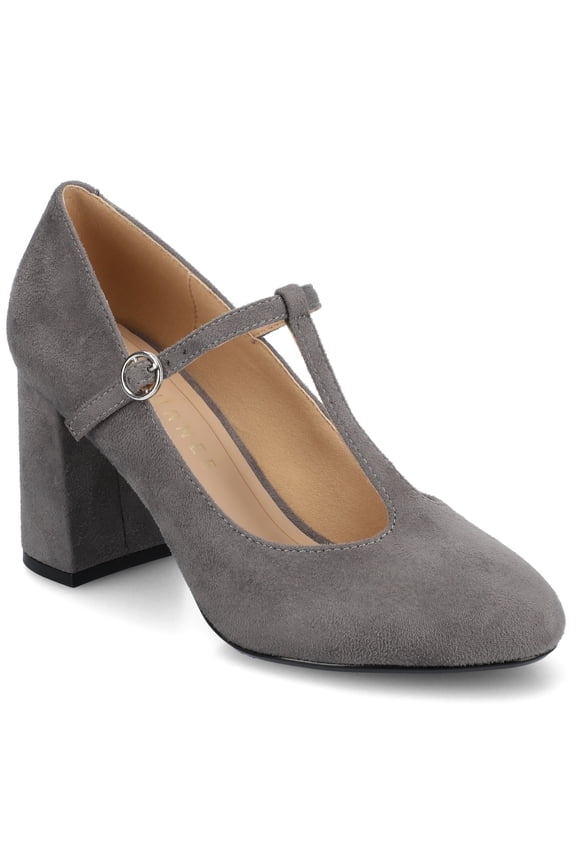 Womens Talani T-strap Stacked Heel Almond Toe Comfort Dress Pumps