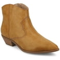 thumbnail image 1 of Journee Womens Taliah Western Low Cut Pointed Toe Cuban Heel Comfort Ankle Booties, Widths Available, 1 of 9
