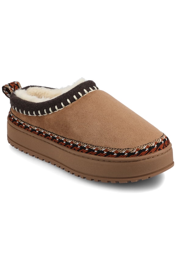 Womens Tarika Sherpa Round Toe Warm Flexible Comfort Mule Slipper