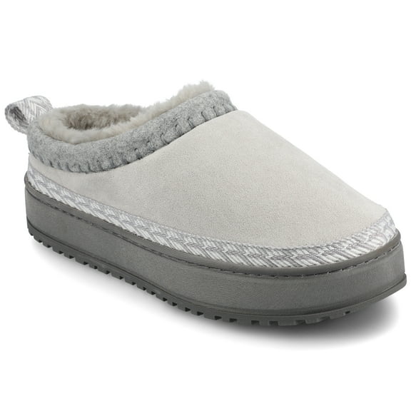 Journee Womens Tarika Sherpa Round Toe Warm Flexible Comfort Mule Slipper
