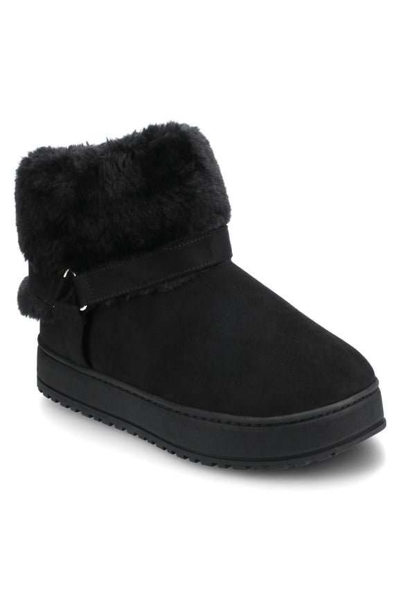 Womens Thada Round Toe Warm Flexible Sherpa Comfort Slipper Bootie